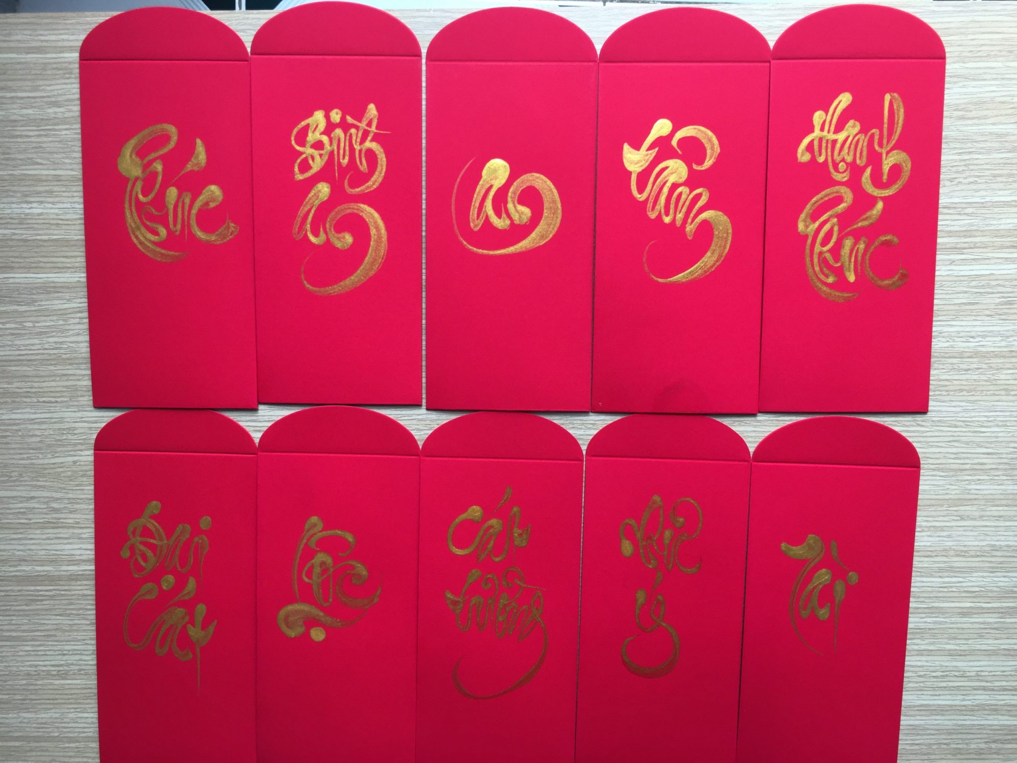 Bao lì xì tết thư pháp 2 bao lì xì wavi