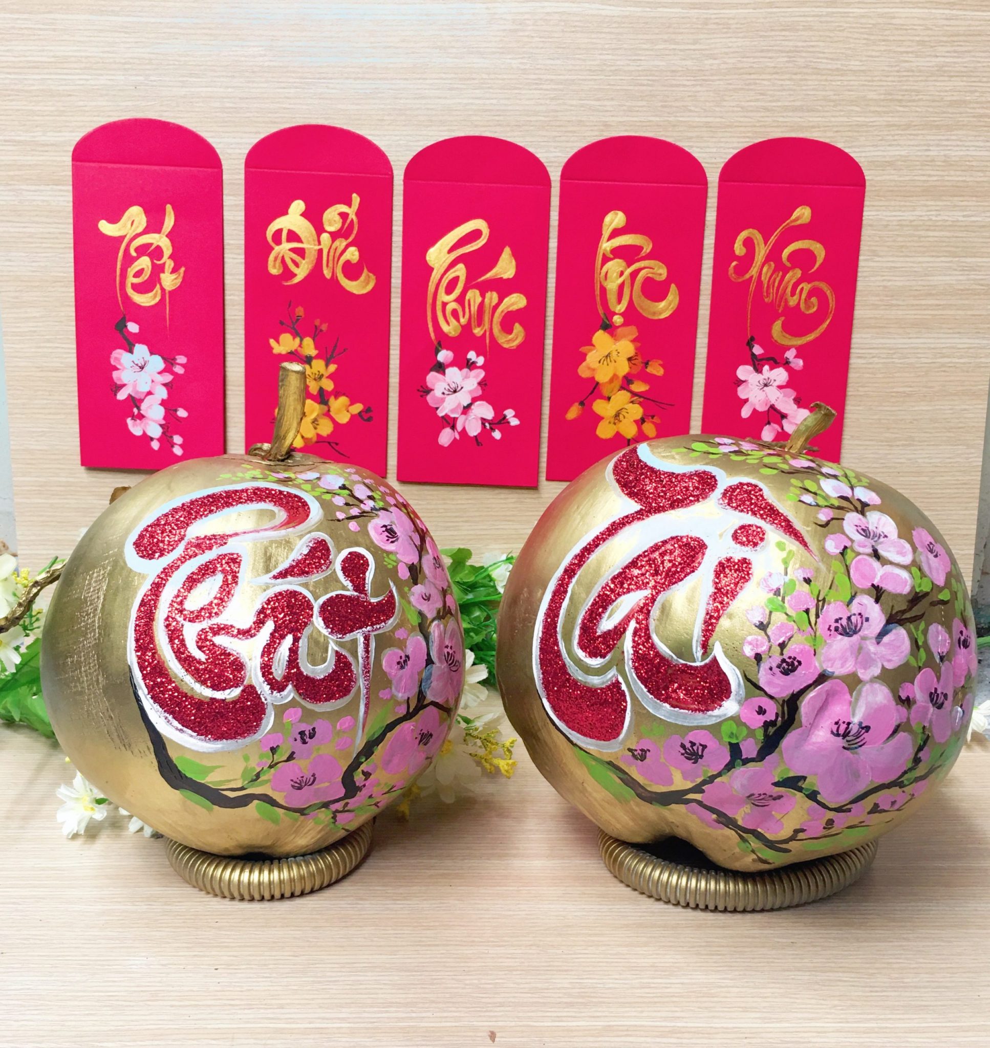 Cặp Dừa Nghệ Thuật: Phát-Tài 1 dừa chưng tết chữ phát tài